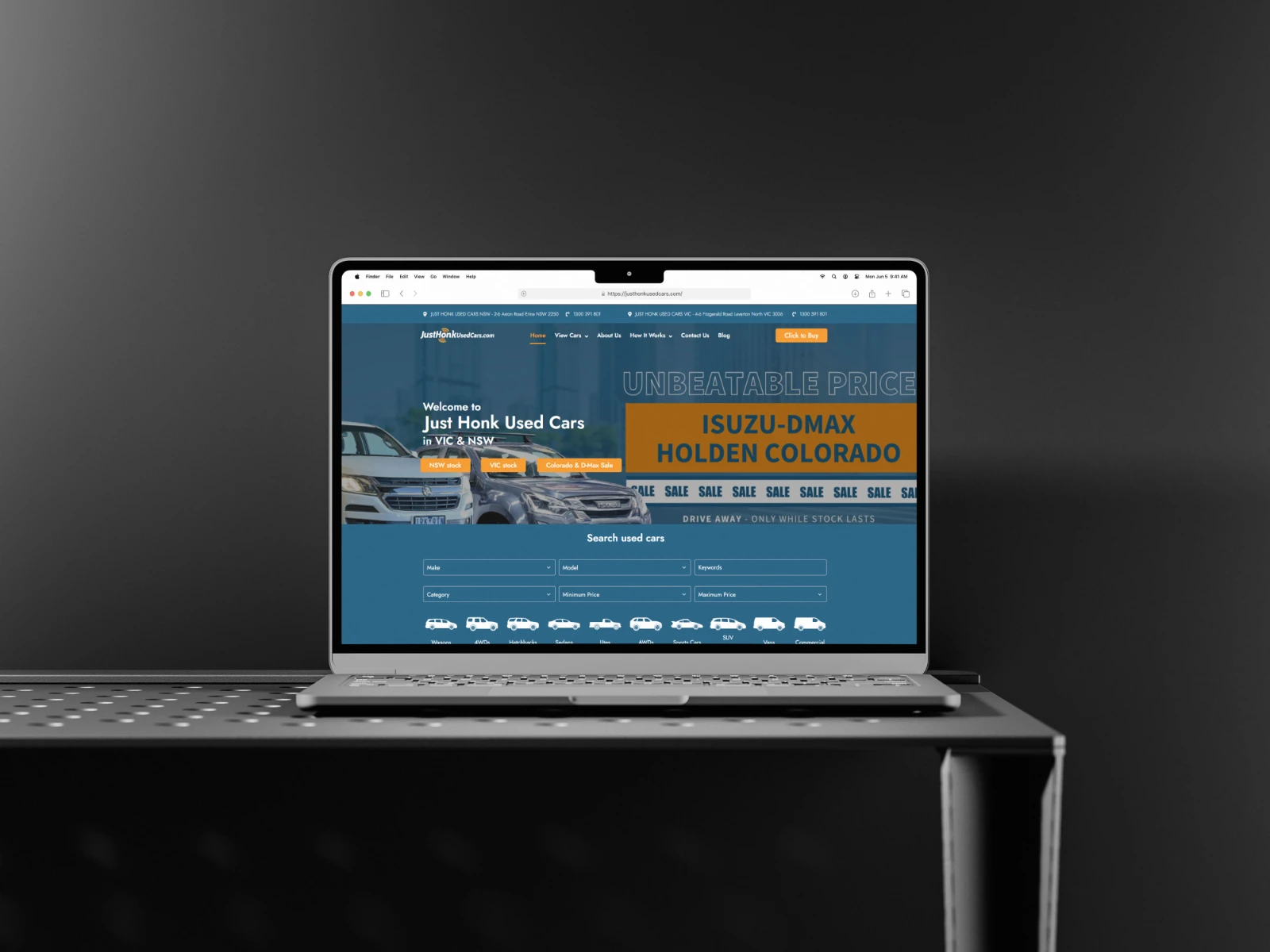 Automotive website homepage design, showcasing the work of a professional web design agency Melbourne focused on lead generation and sales